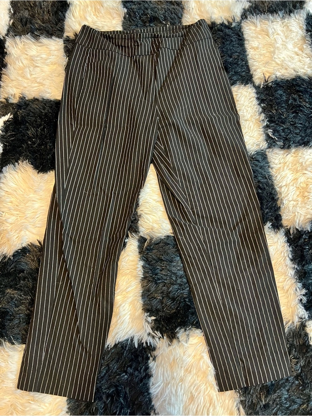 Who What Wear Black Pinstripe Tapered Dress Ankle Pants